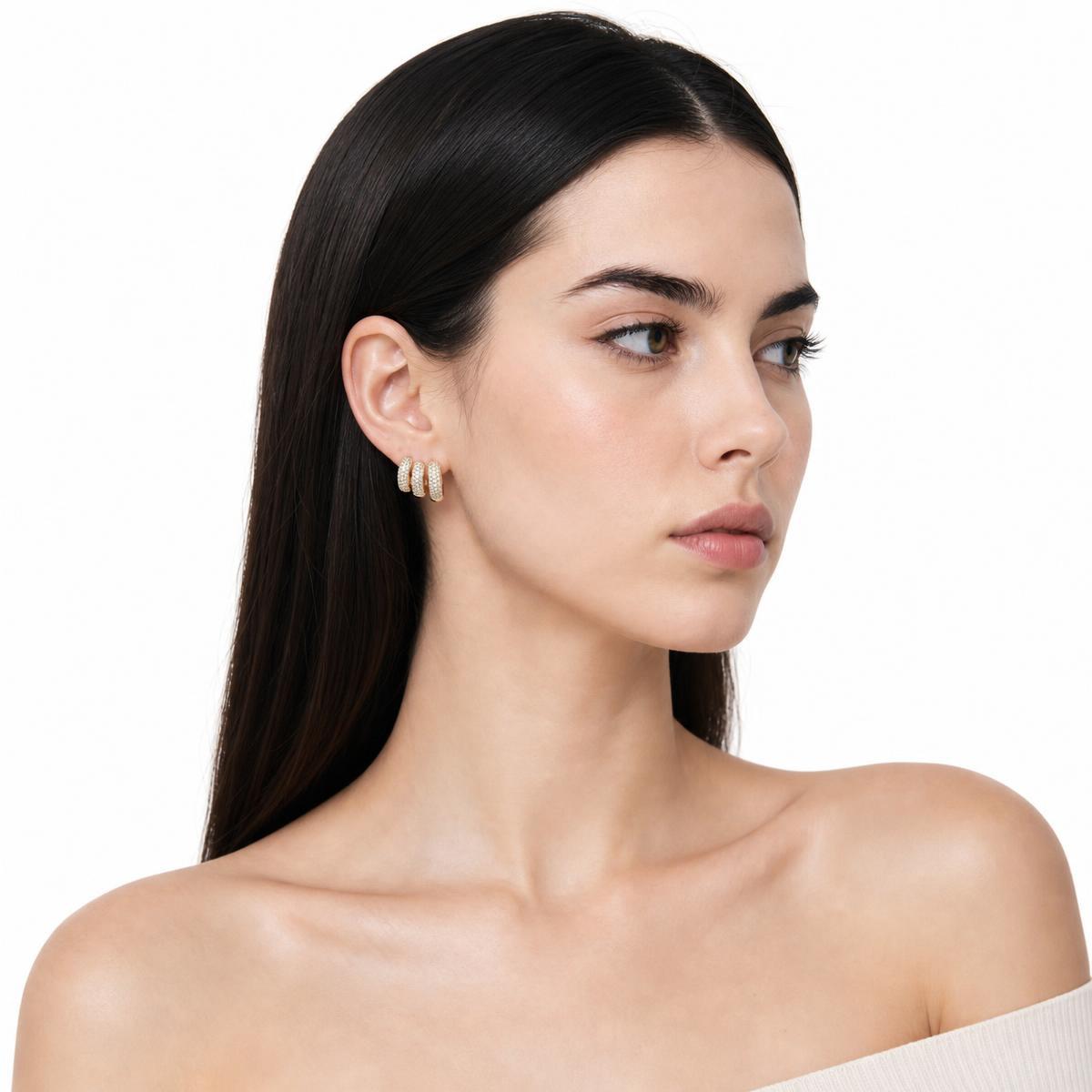 Vergoldet 14K - LUXA 3er Set - Huggie Ohrring