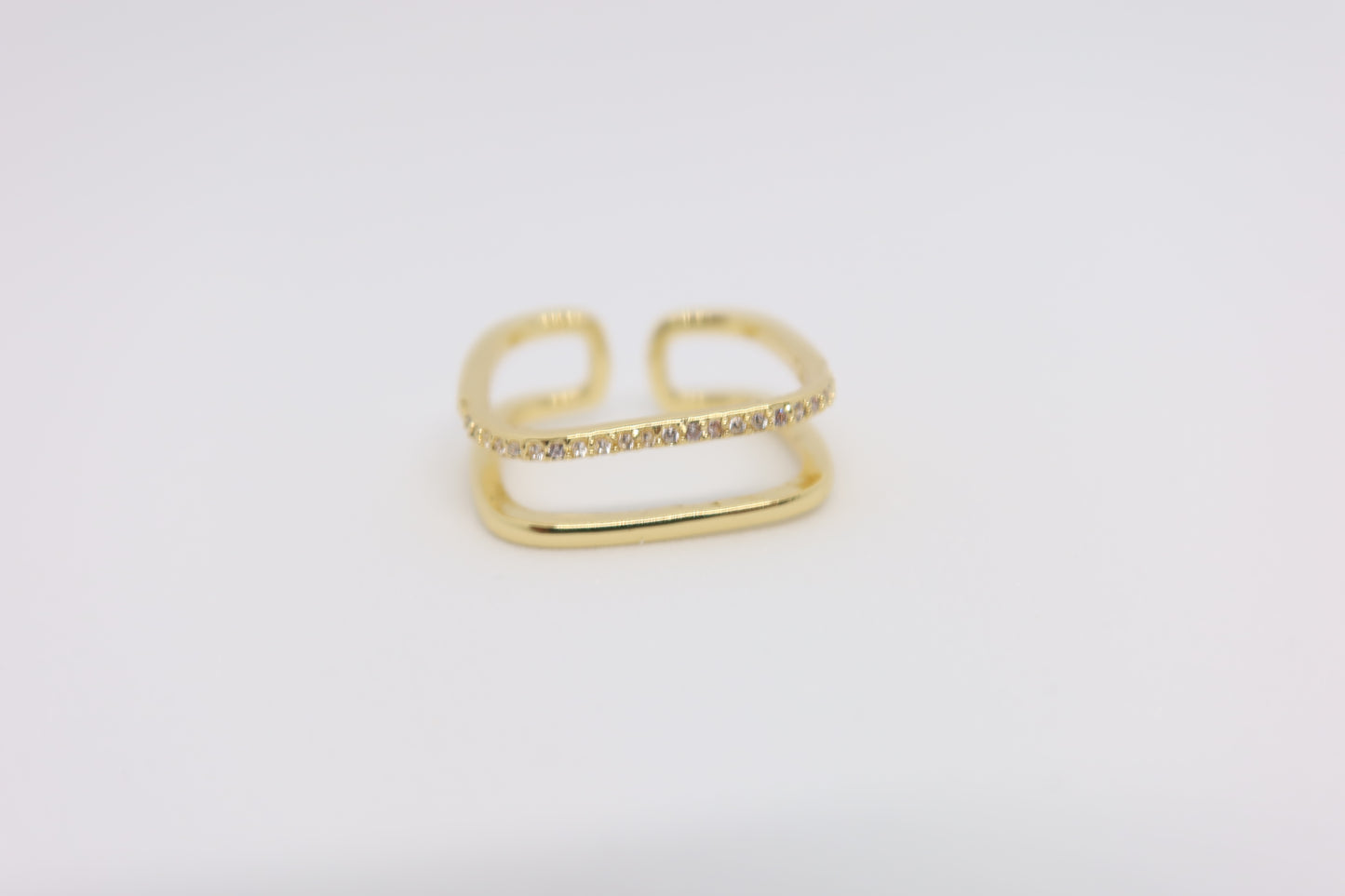 LUXA Verstellbarer Offener Goldring mit funkelnder Zirkonia-Reihe - Vergoldet 14K