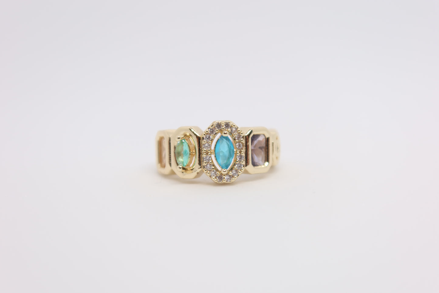 LUXA Multistein-Bandring Verstellbar - Vergoldet 14K
