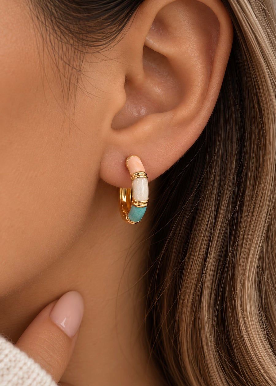 LUXA Ohrring Bambou Précieux Rosa Lachs - Vergoldet 14K