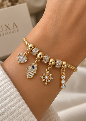 LUXA Charm - Armband Hamsa Love 14K Vergoldet