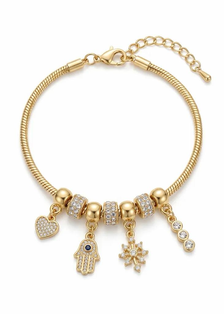 LUXA Charm - Armband Hamsa Love 14K Vergoldet