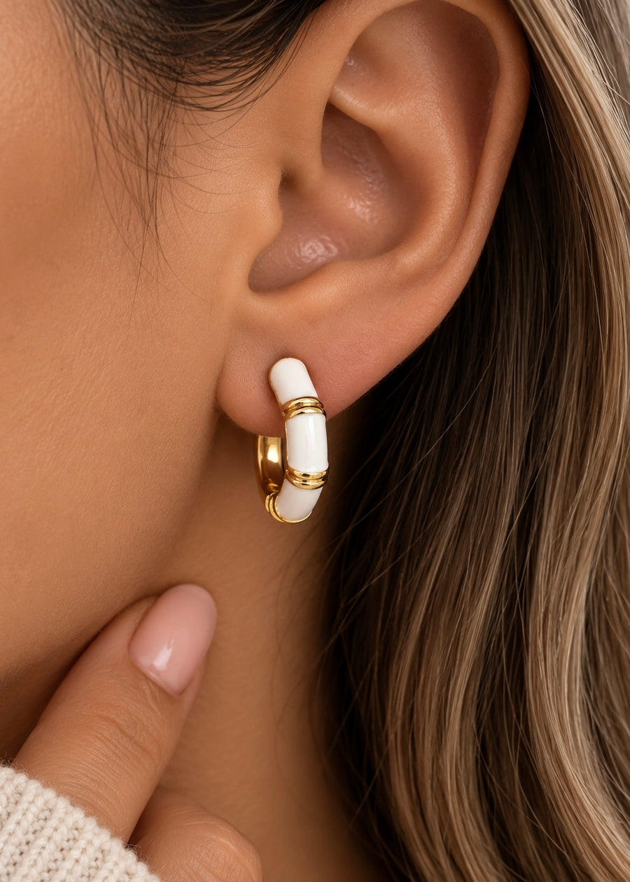 LUXA Ohrring Bambou Précieux Weiss - Vergoldet 14K