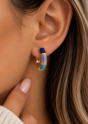 LUXA Ohrring Bambou Précieux Blau - Vergoldet 14K