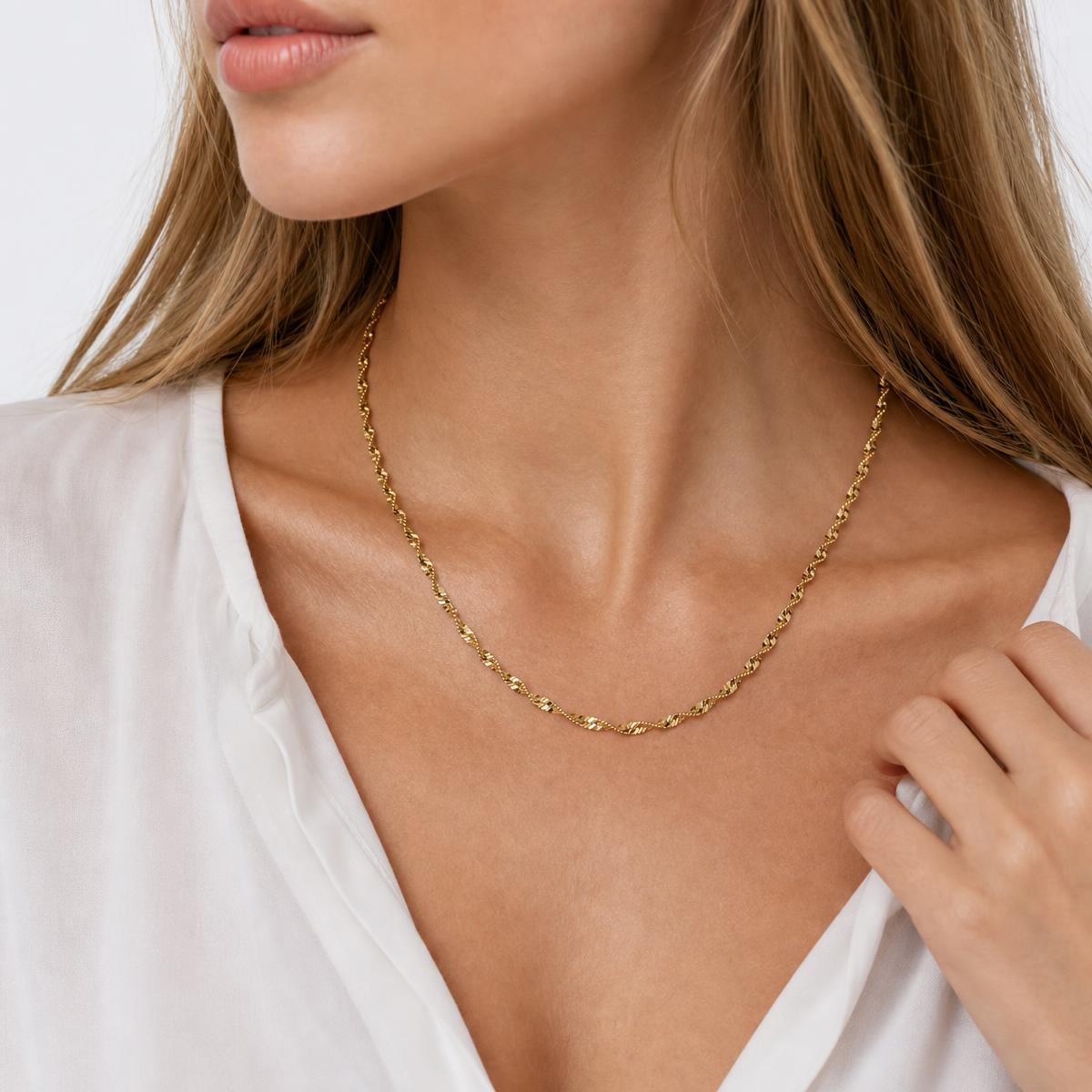 Vergoldet 14K - LUXA Zarte Twist Halskette dünn