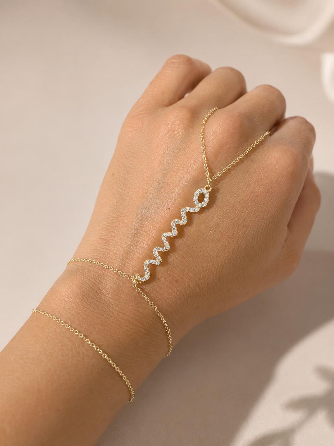 Vergoldet 14K - LUXA Hand-Chain Zickzack-/Wellenmuster