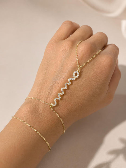 Vergoldet 14K - LUXA Hand-Chain Zickzack-/Wellenmuster