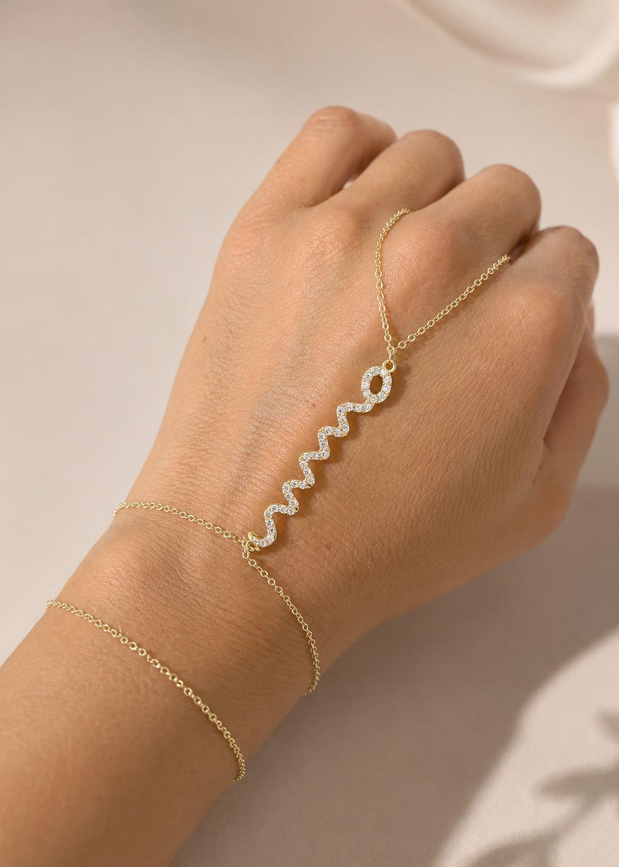 Vergoldet 14K - LUXA Hand-Chain Zickzack-/Wellenmuster