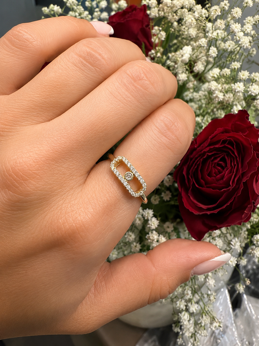 LUXA Eleganter Diamantring in modernem Kettenglied-Design Verstellbar - Vergoldet 14K