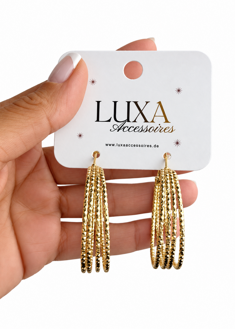 LUXA Ohrring Golden Stardust Hoops 14K Vergoldet