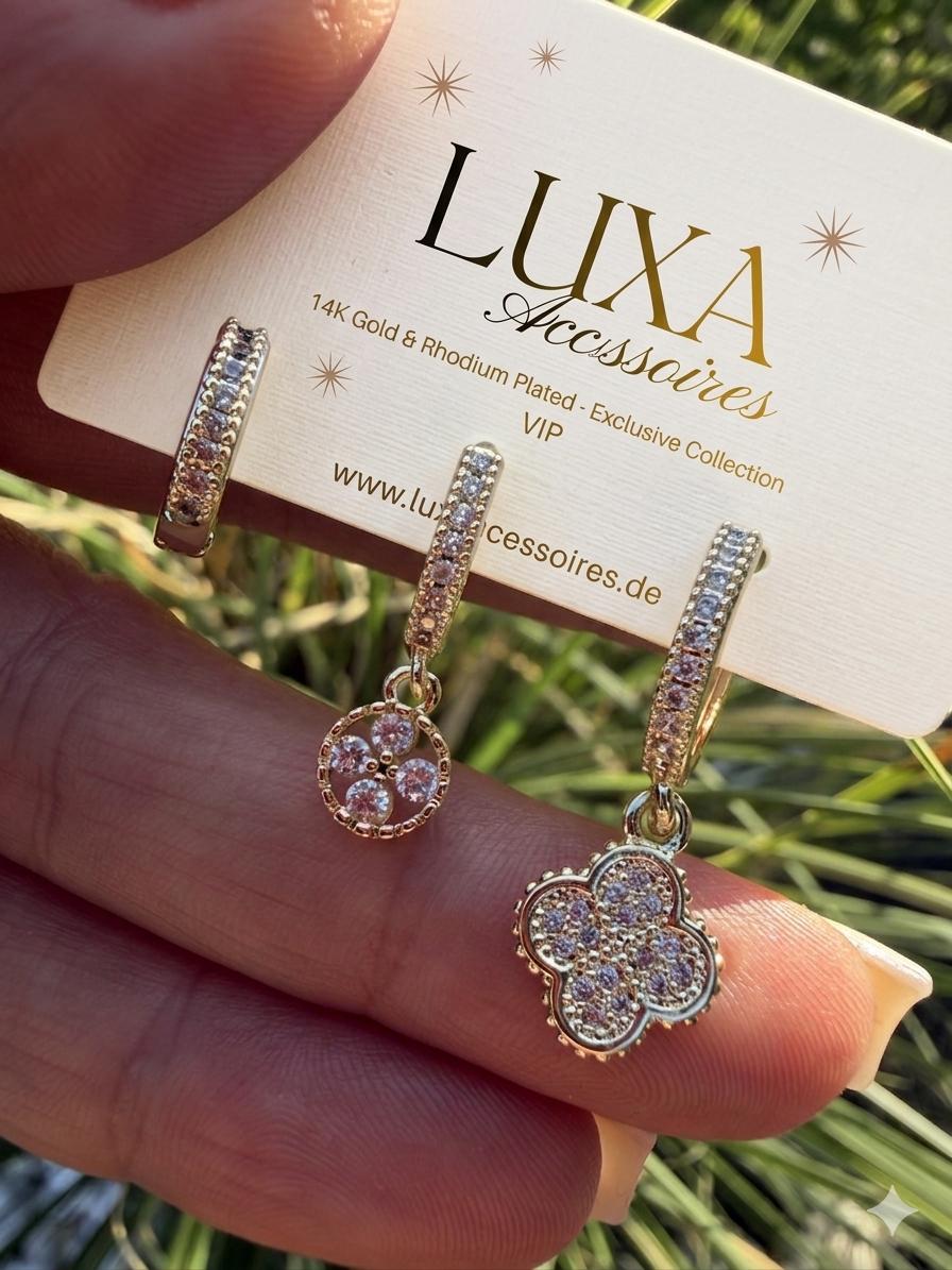 Vergoldet 14K - LUXA 3er Set - Gold Kleeblatt Ohrring