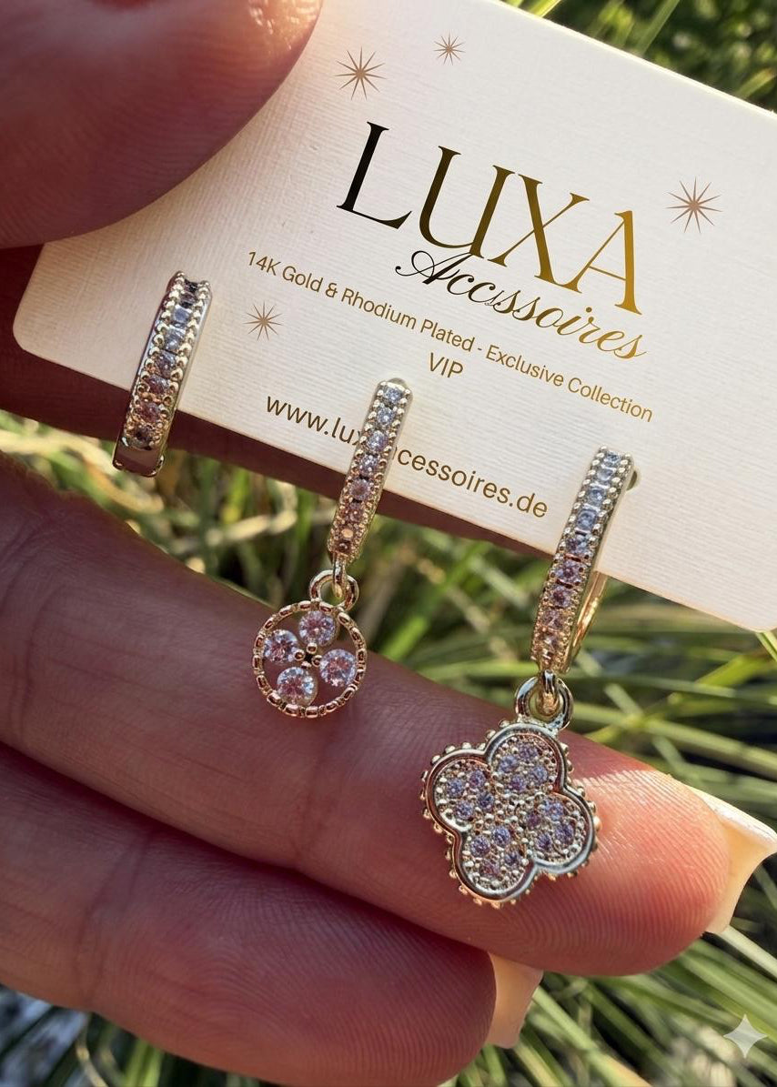 Vergoldet 14K - LUXA 3er Set - Gold Kleeblatt Ohrring