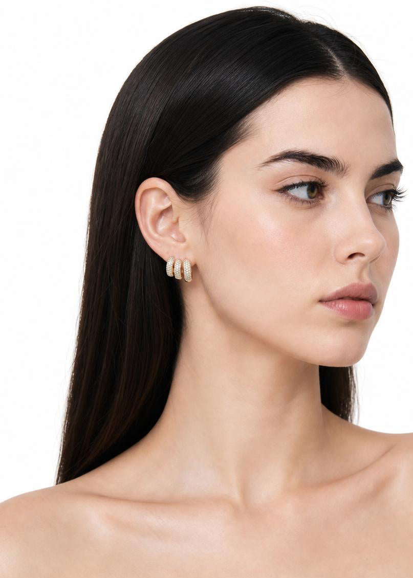 Vergoldet 14K - LUXA 3er Set - Huggie Ohrring
