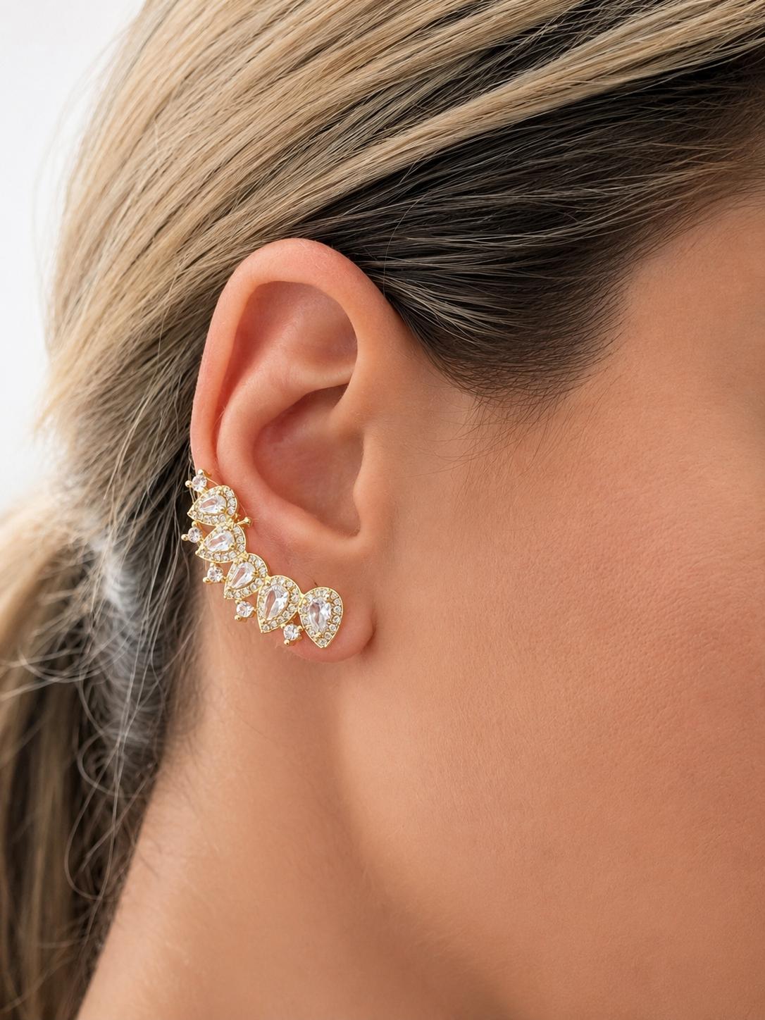 Vergoldet 14K - LUXA Ohrring Royal Teardrop Ear Crawler