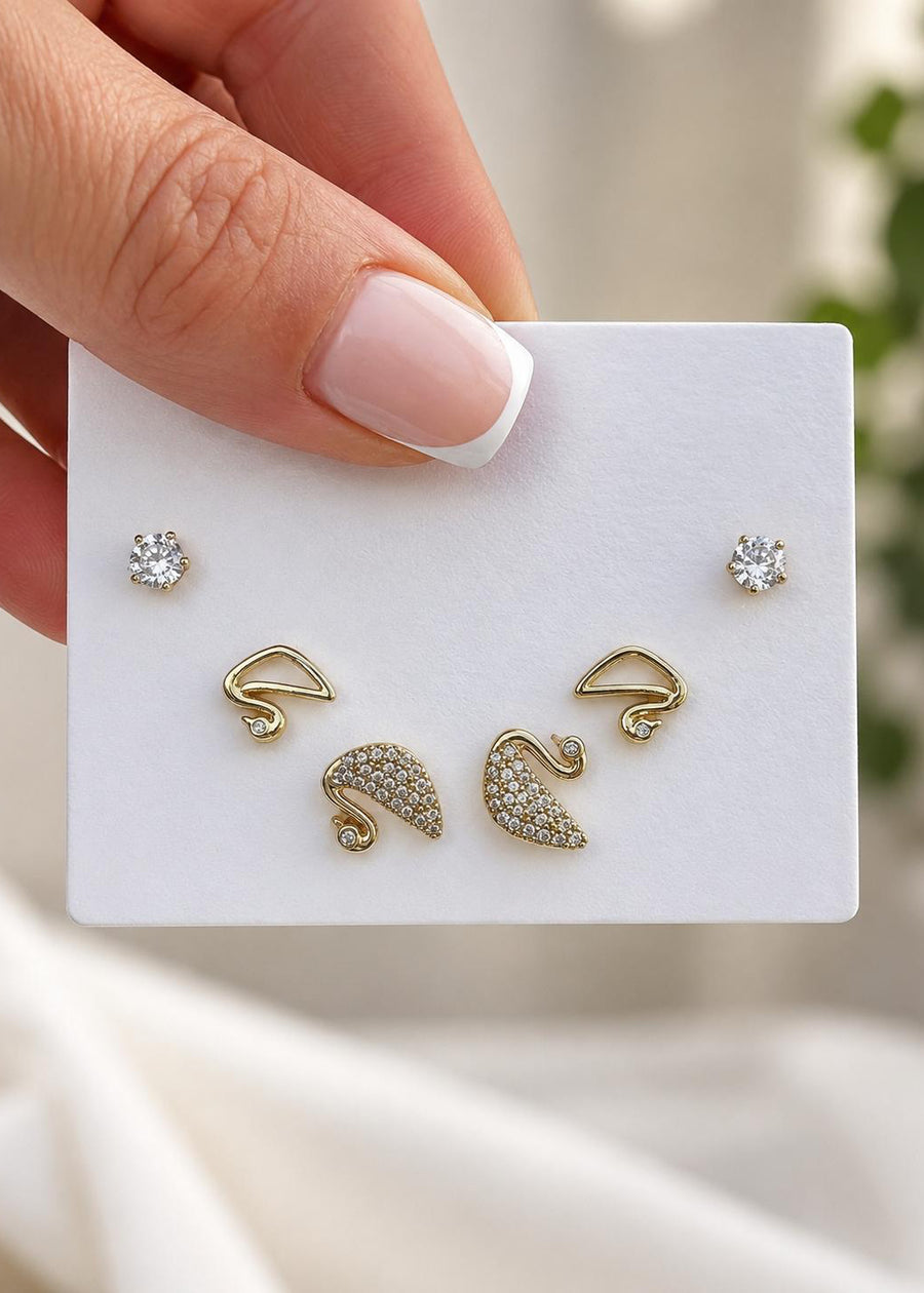 Vergoldet 14K - LUXA Ohrstecker Golden Swan