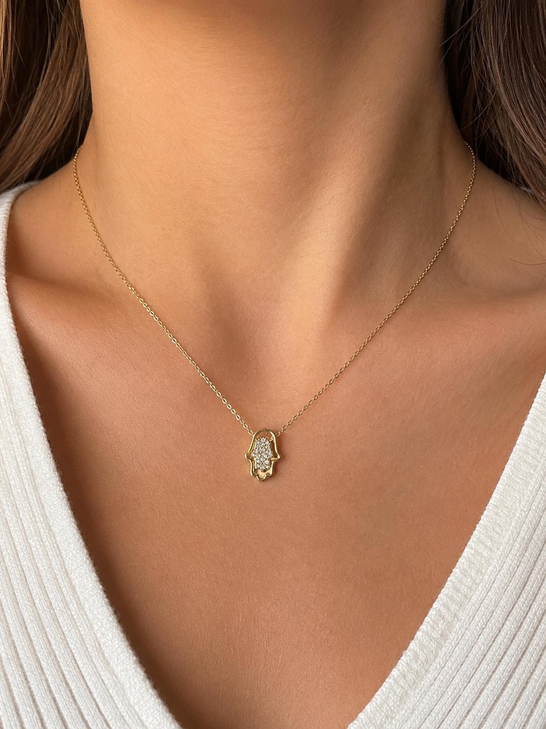 Vergoldet 14K -LUXA Fatima's Hand Halskette