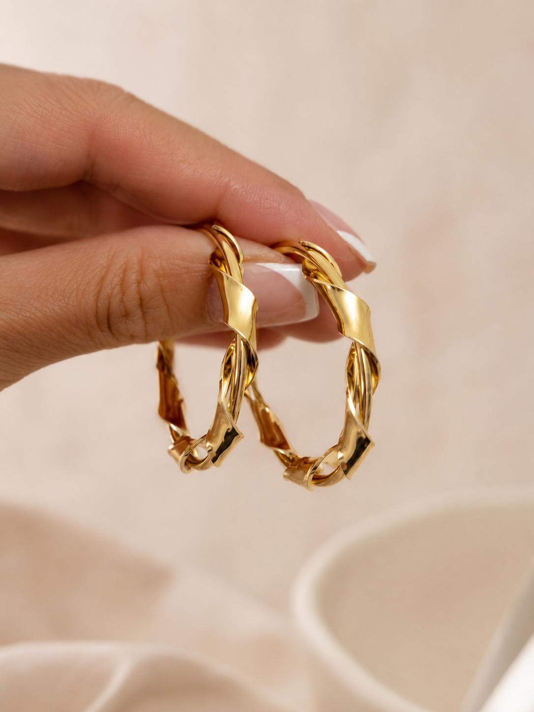 Vergoldet 14K - LUXA Ohrring Aurelia Twisted Hoops