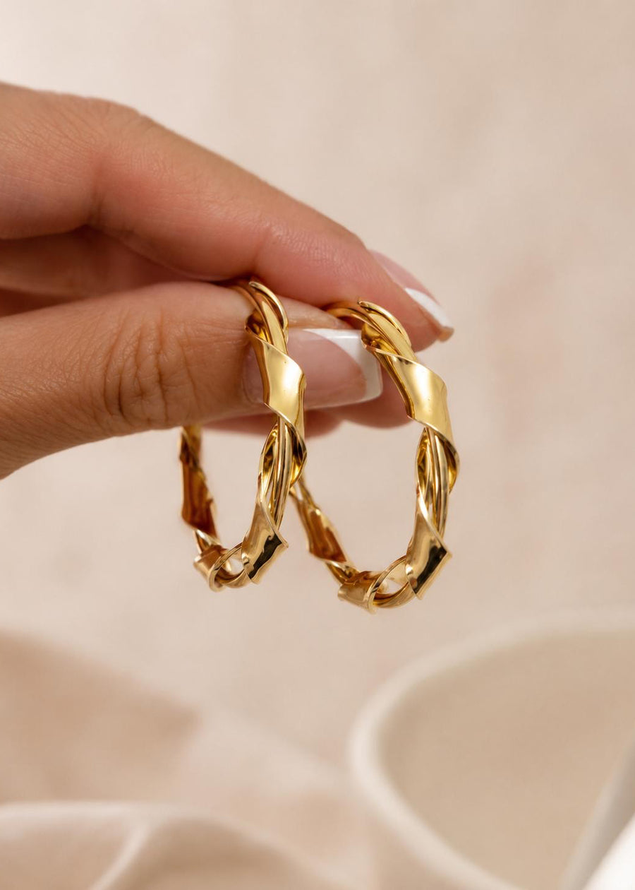LUXA Ohrring Aurelia Twisted Hoops 14K Vergoldet