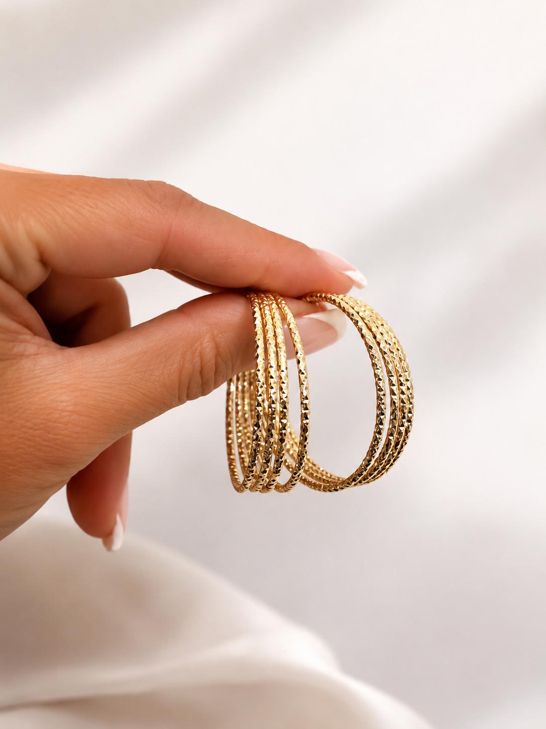 Vergoldet 14K - LUXA Ohrring Golden Stardust Hoops