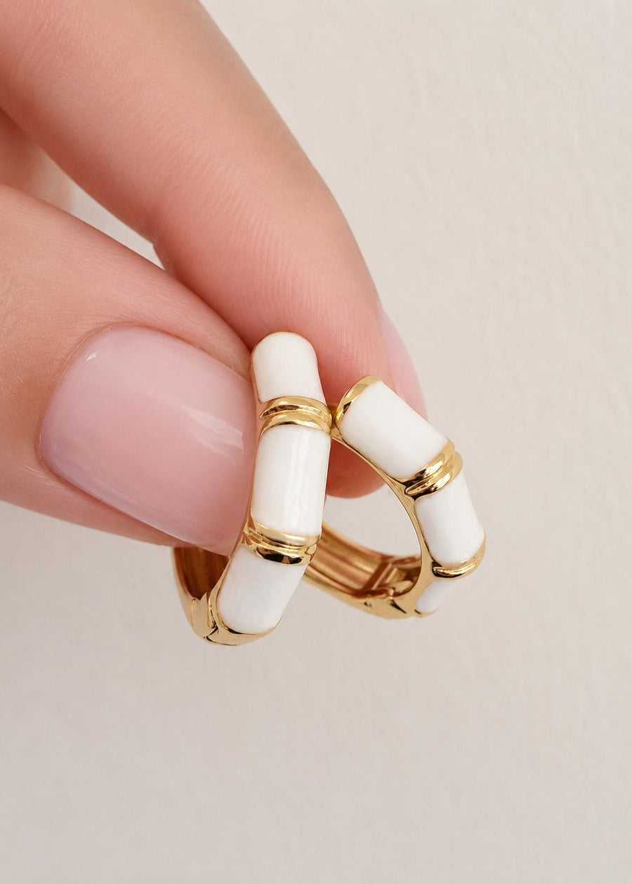 LUXA Ohrring Bambou Précieux Weiss - Vergoldet 14K