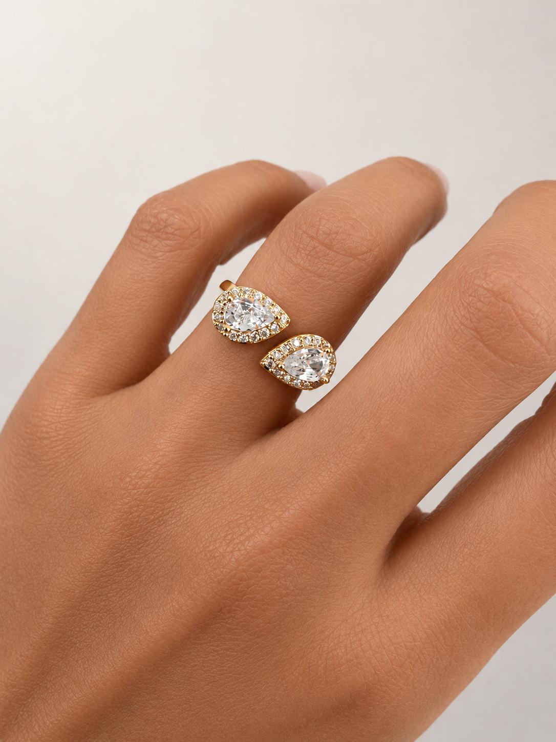 Ring LUXA Pear Elegance Verstellbar - Vergoldet 14K