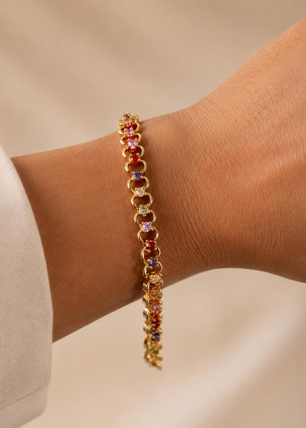 LUXA Armband mit bunten Zirkonia - Steinen- Vergoldet 14K