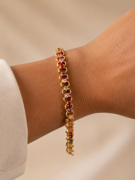 LUXA Armband mit bunten Zirkonia - Steinen- Vergoldet 14K
