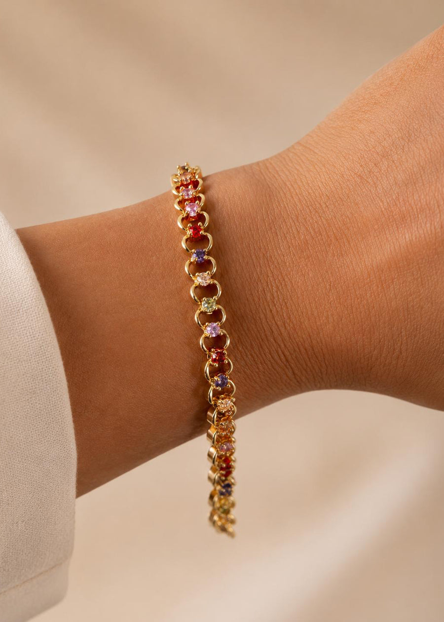 LUXA Armband mit bunten Zirkonia - Steinen- Vergoldet 14K