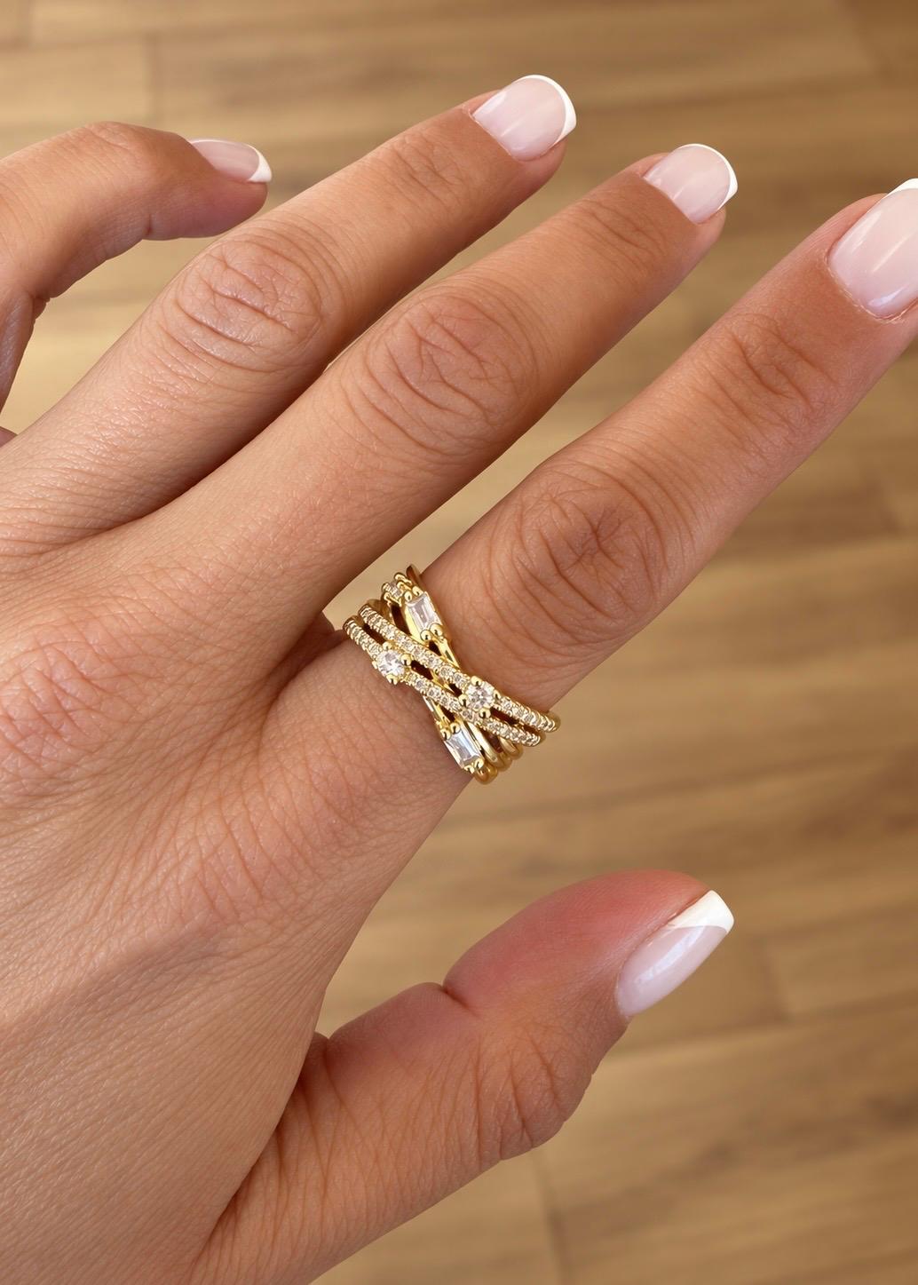 LUXA Ring Crossover 14K Vergoldet - Verstellbar