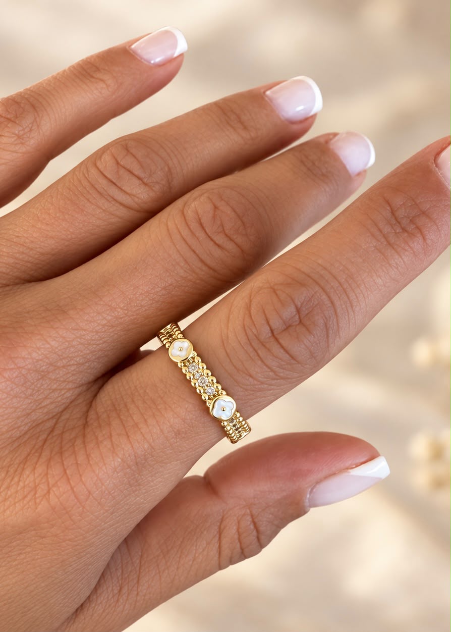 LUXA Ring Fleur 14K Vergoldet Verstellbar