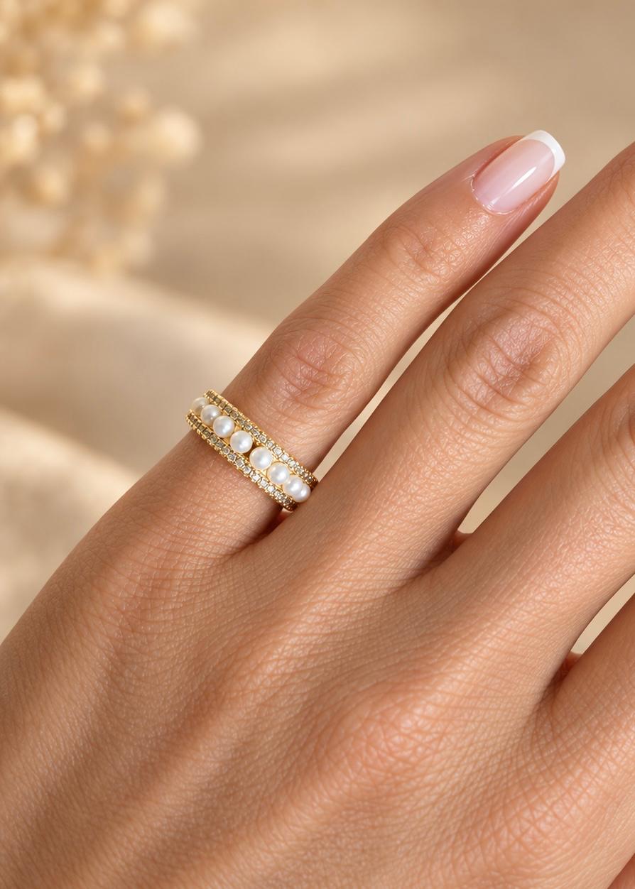 LUXA Ring Pearl 14K Vergoldet Kleinfingerring
