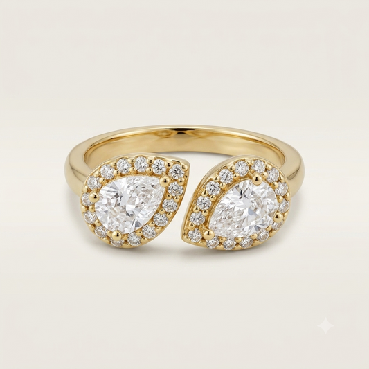 Ring LUXA Pear Elegance Verstellbar - Vergoldet 14K