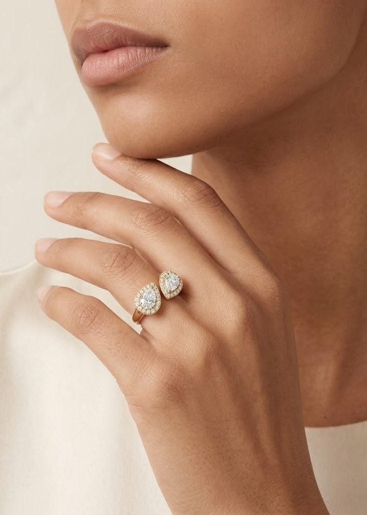 LUXA Ring Pear Elegance Verstellbar - Vergoldet 14K