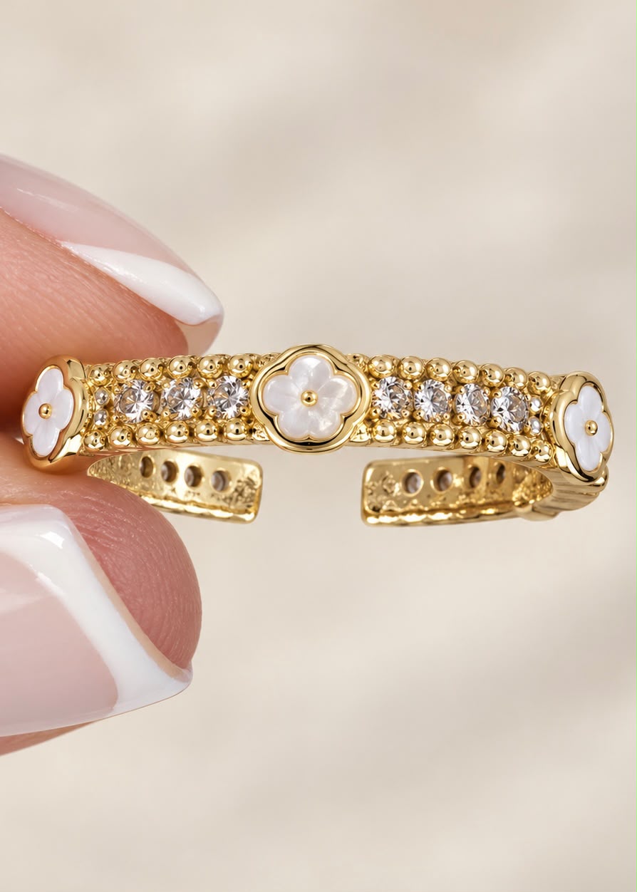 LUXA Ring Fleur 14K Vergoldet Verstellbar