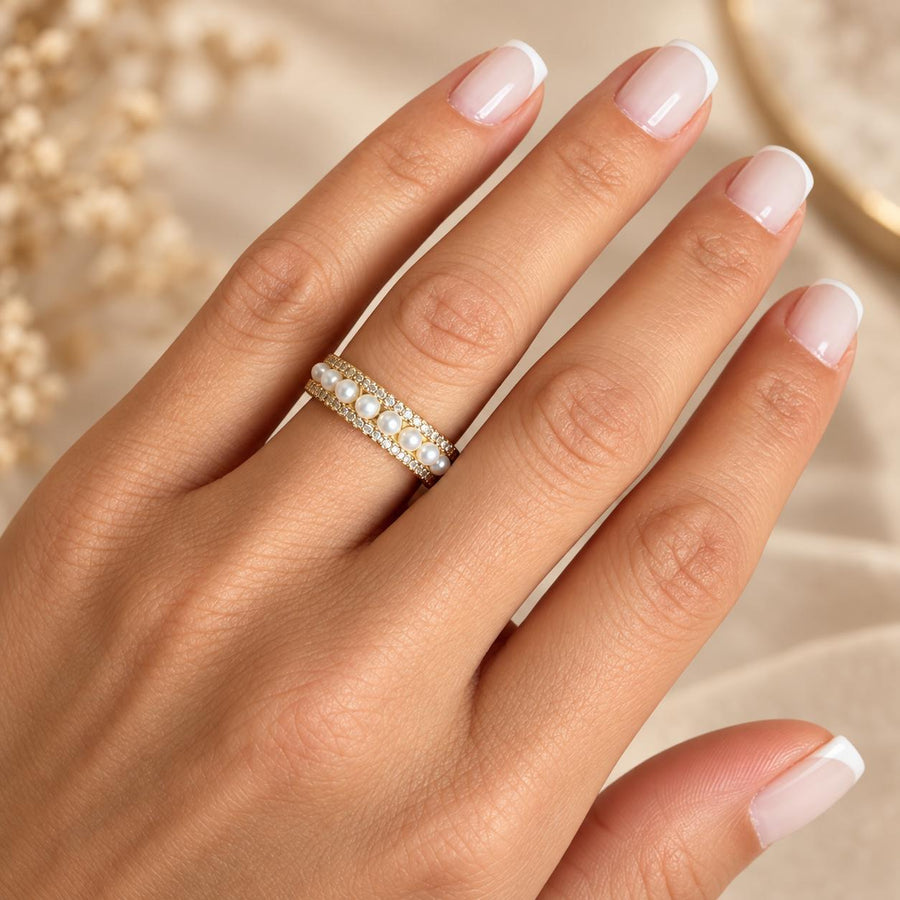 LUXA Ring Pearl 14K Vergoldet Kleinfingerring